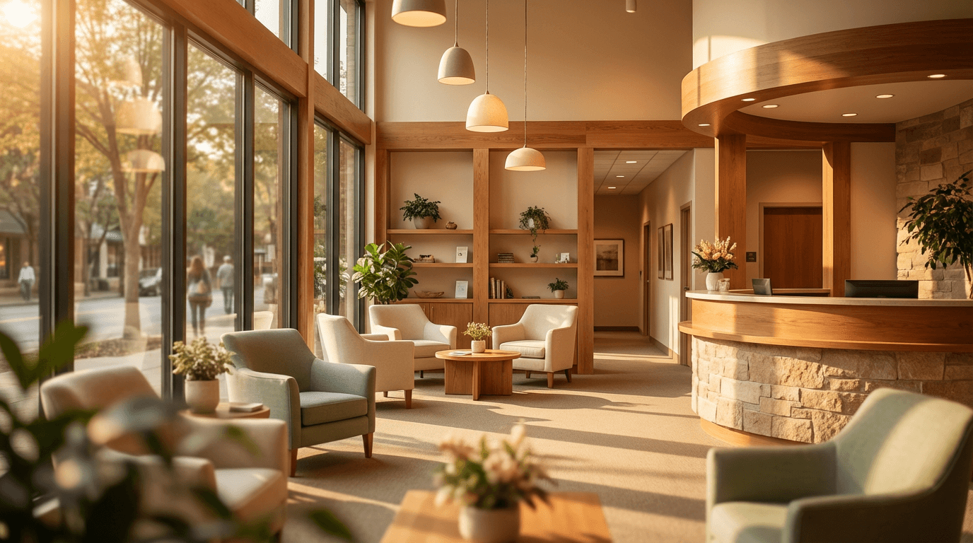 Calm and welcoming interior of NJ Aesthetics clinic in Dartford
