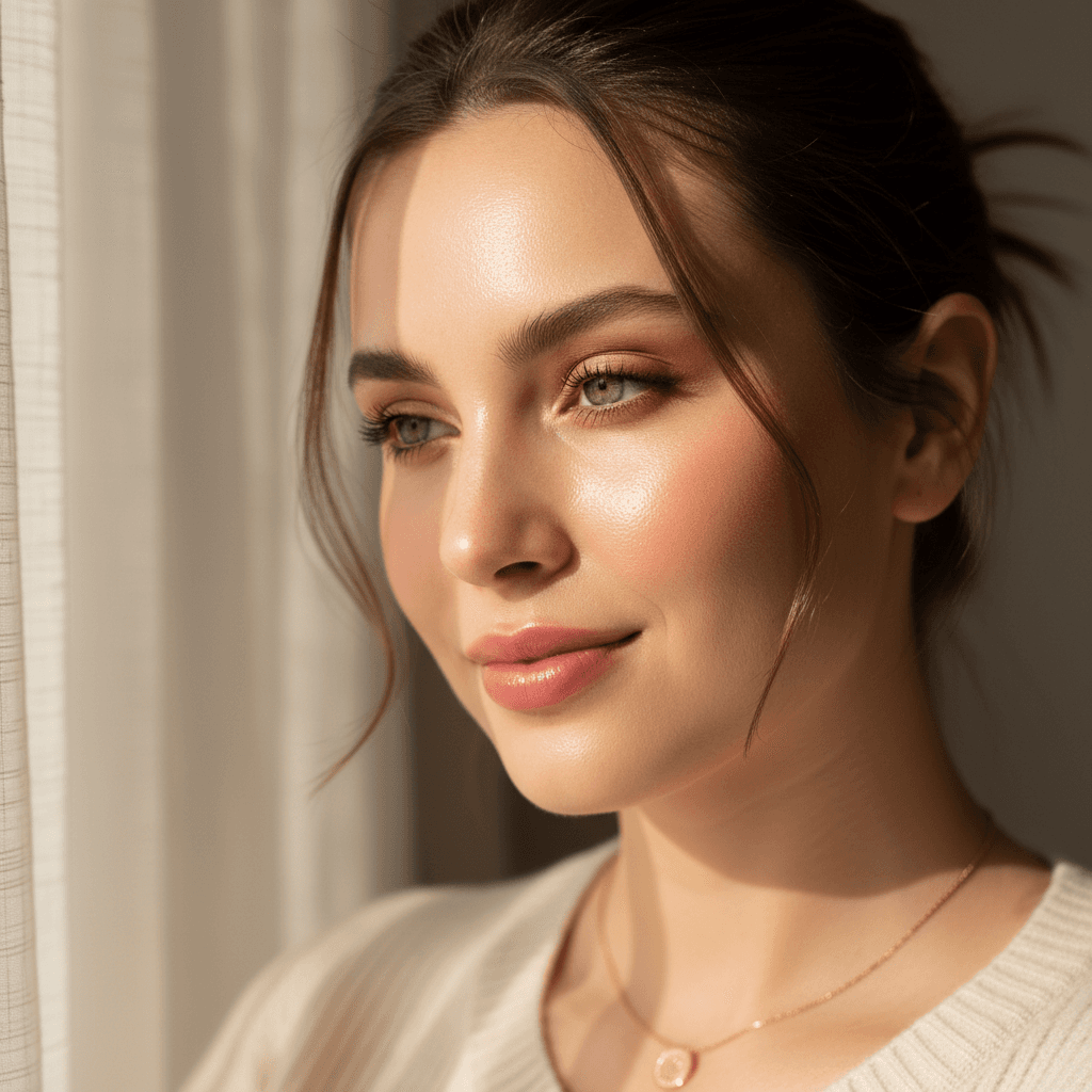 Woman showing her naturally fuller lip filler result